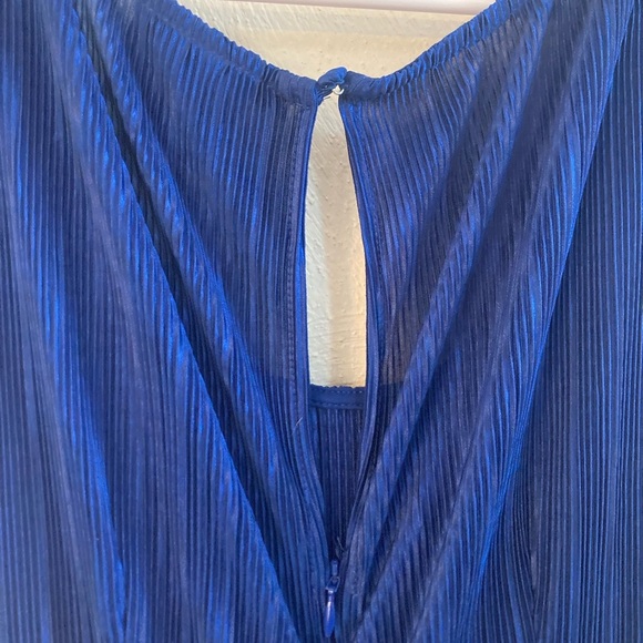 EUC Anthropologie Maeve Sonata Blue Crinkle Shimmer Pantsuit Jumpsuit 4 - Picture 14 of 14